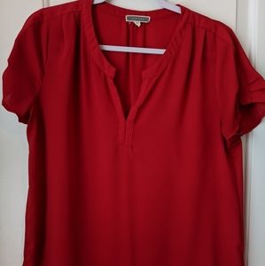Red office blouse